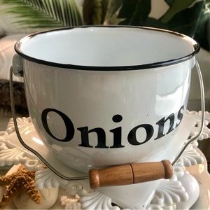 New! Galvanized Onion Bucket Wood Handle